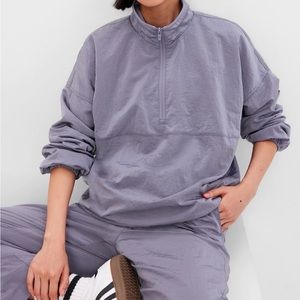 Gap Fit Fleece-Lined Half-Zip Track Jacket